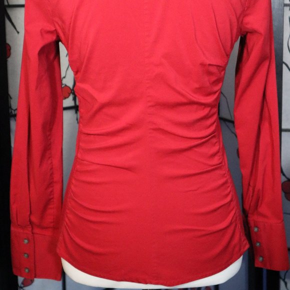 Express Design Studio Red Long Sleeve Dress Shirt, Size Small - Picture 4 of 4